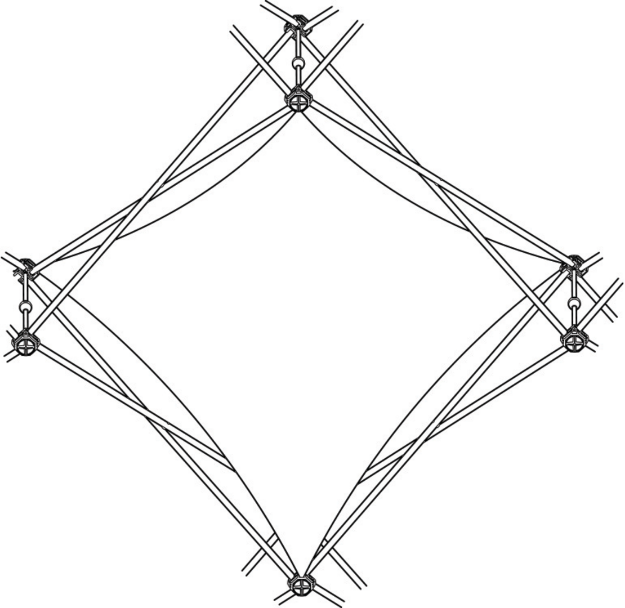 Picture of Xclaim (1x1 Quad) Pyramid Double Twist Diamond Fabric Popup Display Graphic