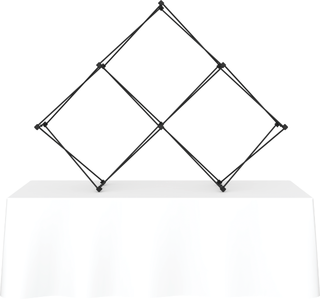 Picture of Xclaim 8ft Tabletop 3 Quad Pyramid Fabric Popup Display Frame