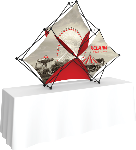 Picture of Xclaim 8ft Tabletop 3 Quad Pyramid Fabric Popup Display Kit 02